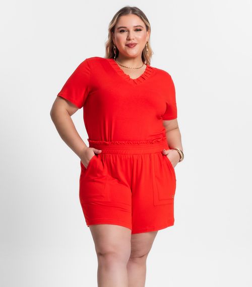 Conjunto Blusa Com Short Viscotorcion Secret Glam Laranja