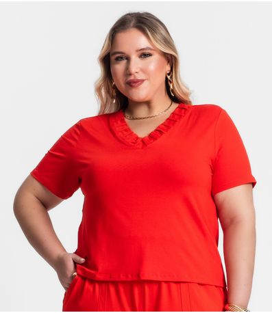 Conjunto Blusa Com Short Viscotorcion Secret Glam Laranja