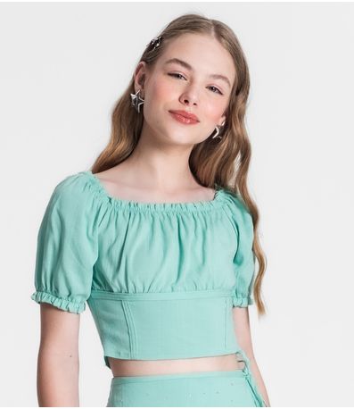 Conjunto Juvenil Blusa E Shorts Saia Minty Verde