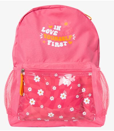 Mochila Escolar Feminina Estampada Flores Clio Rosa