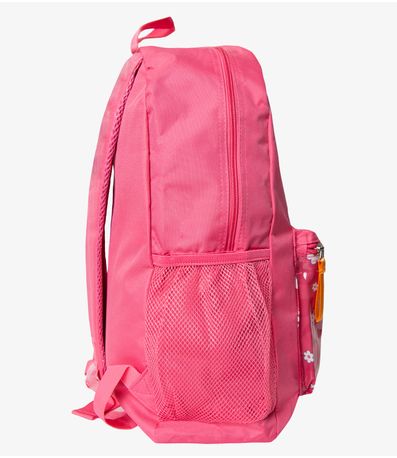 Mochila Escolar Feminina Estampada Flores Clio Rosa