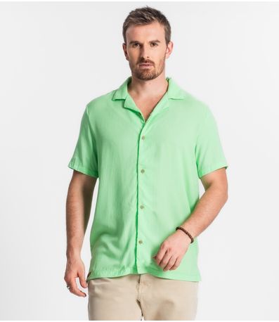 Camisa Em Viscolinho Masculina Diametro Verde