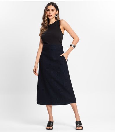 Saia Evasê  Midi Emporio Azul