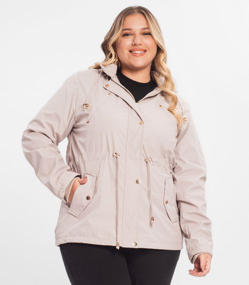 Parka Feminina Plus Size Peluciada Sea Surf Bege
