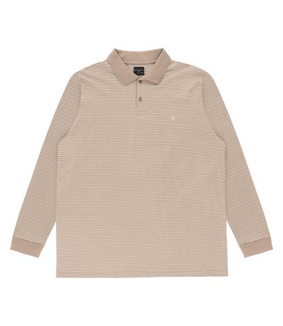 Polo Masculina Plus Size Manga Longa Diametro Marrom