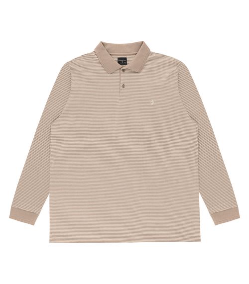 Polo Masculina Plus Size Manga Longa Diametro Marrom
