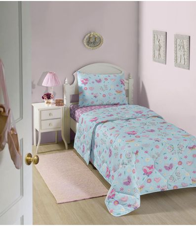 Jogo de Cama Infantil 2 Peças Estampado Lepper Azul