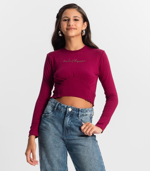 Blusa Juvenil Manga Longa Minty Vermelho