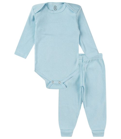 Kit Body Bebê Canelado 2 Peças Kappes Azul
