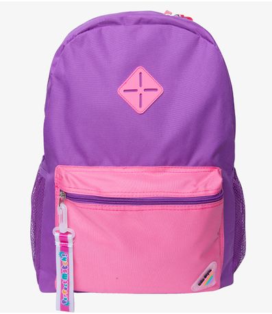 Mochila Escolar Feminina Com Chaveiro De Pvc Clio Roxo