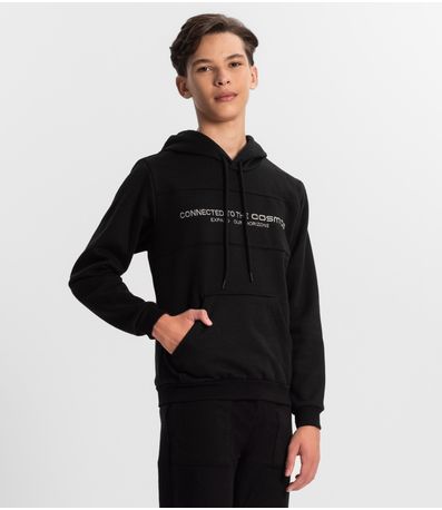 Blusão Juvenil Masculino Com Capuz Minty Preto