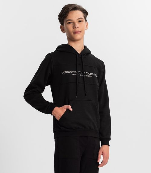 Blusão Juvenil Masculino Com Capuz Minty Preto
