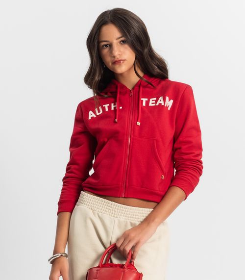 Jaqueta Juvenil Feminina Com Capuz Minty Vermelho