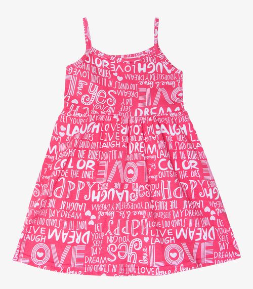 Vestido Infantil Estampado de Alcinha Bju Kids Vermelho
