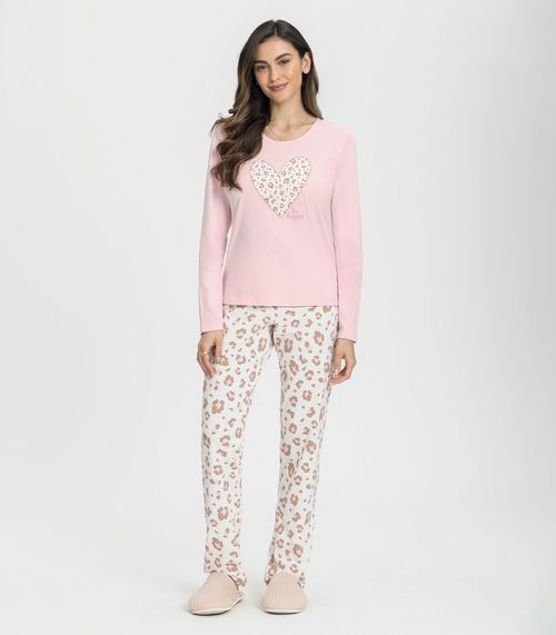 Pijama Manga Longa Oncinha Mensageira Da Paz Rosa