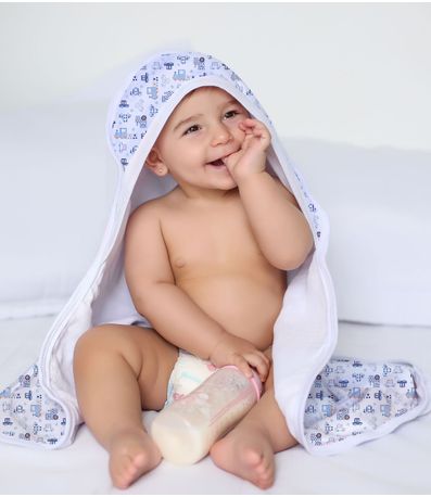 Toalha Com Capuz Bebê Vivaldi Azul