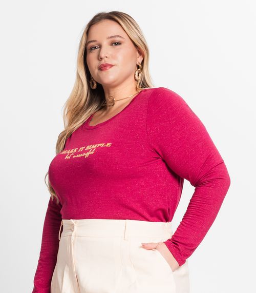 Blusa Feminina Manga Longa Plus Size Secret Glam Vermelho