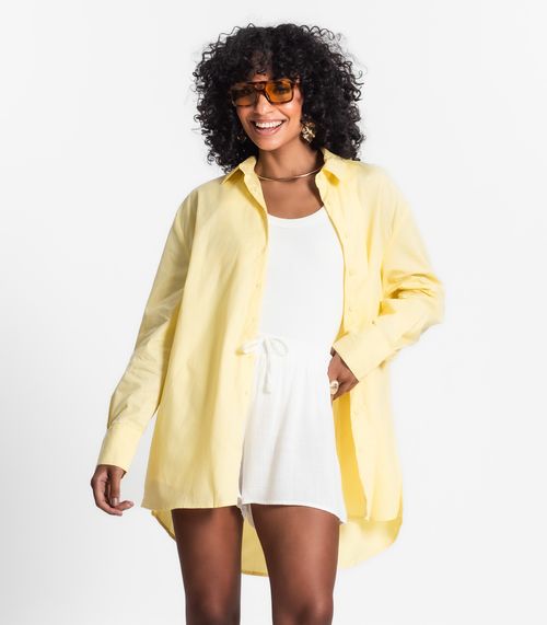 Camisa Feminina Oversized Manga Longa Select Amarelo