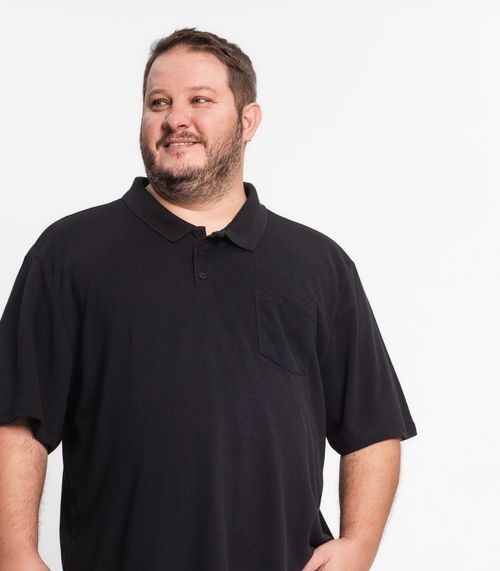 Camisa Polo Piquet Plus Size Masculina KO Preto
