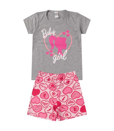 Pijama Juvenil Menina Brilha no Escuro Kappes Cinza
