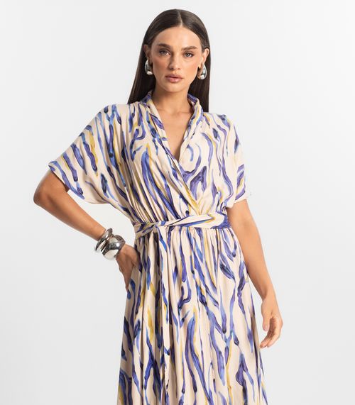Vestido Feminino Midi de Viscose Endless Bege
