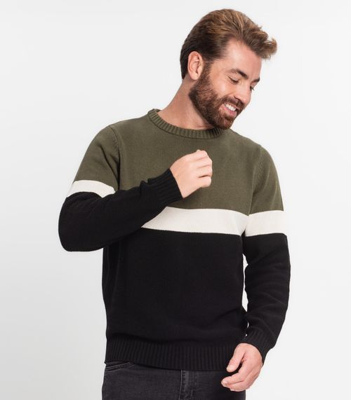 Suéter Masculino Em Tricot Diametro Preto