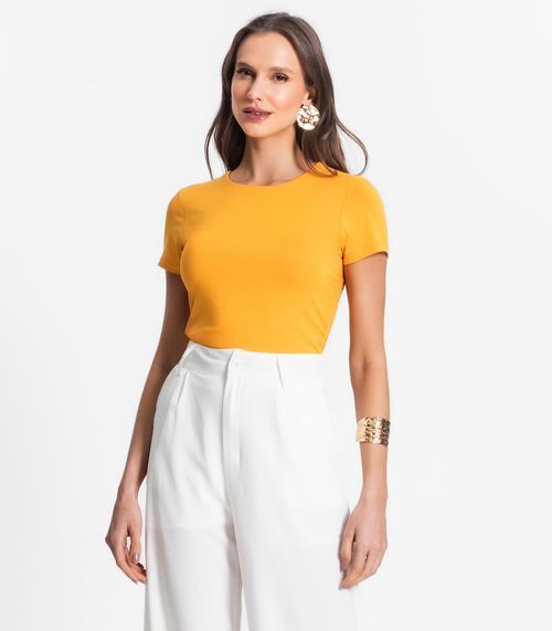Blusa De Viscotorcion Básica Feminina Endless Amarelo