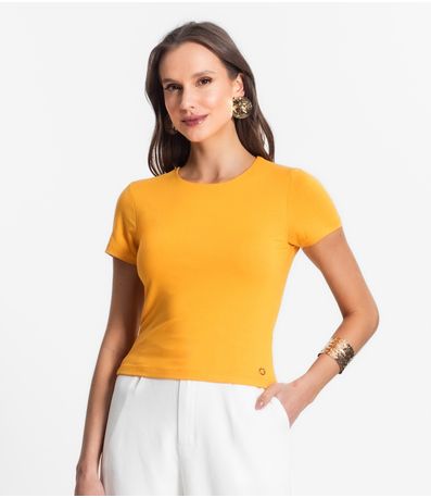 Blusa De Viscotorcion Básica Feminina Endless Amarelo