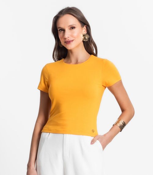 Blusa De Viscotorcion Básica Feminina Endless Amarelo