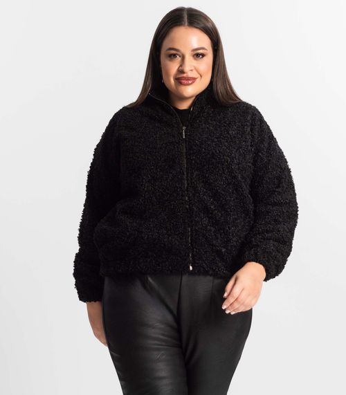 Jaqueta Pelo Alpaca Sintético Secret Glam Preto