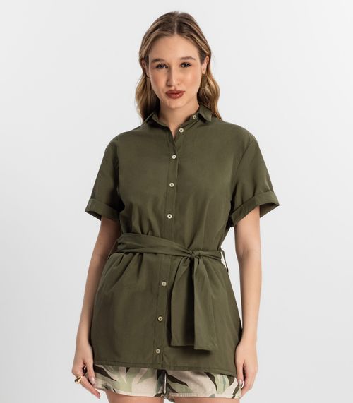 Camisa Feminina De Botões Com Cinto Select Verde