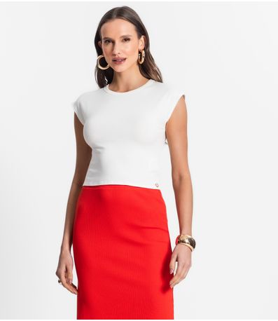Blusa De Viscotorcion Básica Feminina Endless Bege