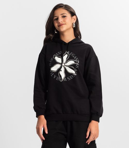 Blusão Juvenil Feminino Com Capuz Minty Preto