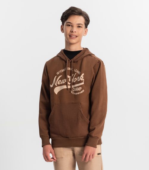 Blusão Juvenil Masculino Com Capuz Minty Marrom