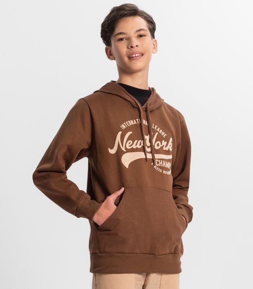 Blusão Juvenil Masculino Com Capuz Minty Marrom