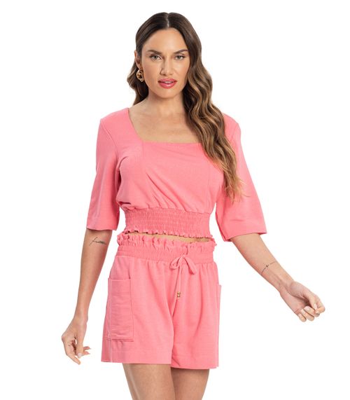 Conjunto Blusa Com Shorts Molecotton Lurex Endless Rosa
