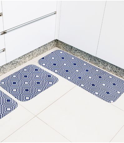 Tapete Cozinha Base Antiderrapante Tapetes Junior Azul