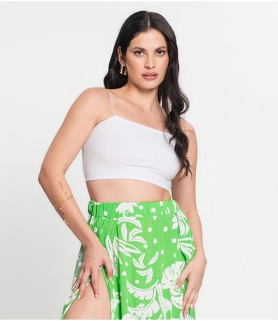 Conjunto Feminino Cropped e Saia Midi Fenda Select Verde