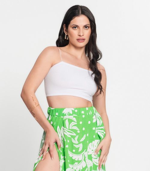 Conjunto Feminino Cropped e Saia Midi Fenda Select Verde