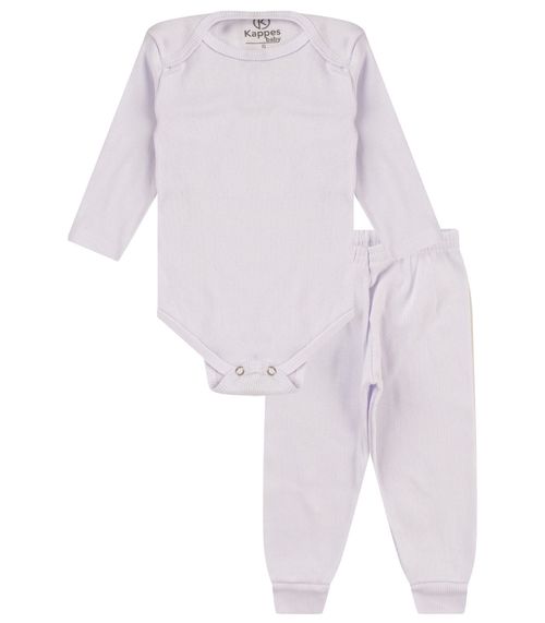 Kit Body Bebê Canelado 2 Peças Kappes Branco