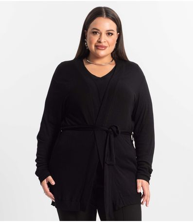Cardigan Plus Size Feminino Secret Glam Preto