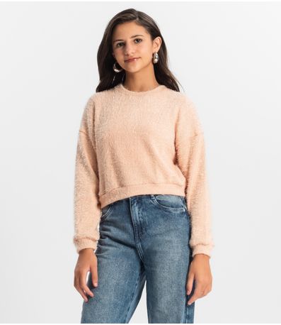Blusão Juvenil Feminino Em Tricot Minty Rosa