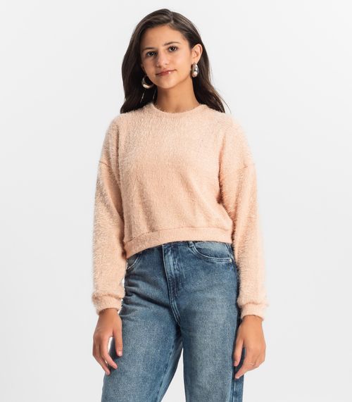 Blusão Juvenil Feminino Em Tricot Minty Rosa