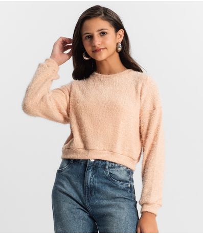 Blusão Juvenil Feminino Em Tricot Minty Rosa