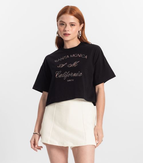 T- Shirt Juvenil Feminina Minty Preto
