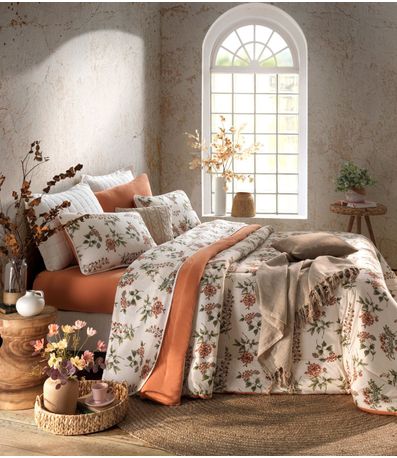 Edredom Queen Estampado Premium Vivaldi Laranja