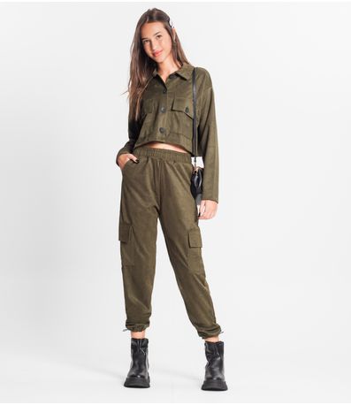 Calça Juvenil Feminina Em Suede Sarjado Minty Verde