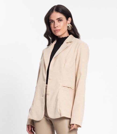 Blazer Feminino De Veludo Cotelê Misso Bege