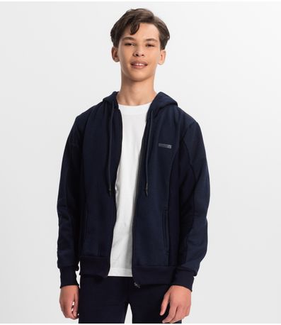 Jaqueta Juvenil Masculina Em Moletom Minty Azul