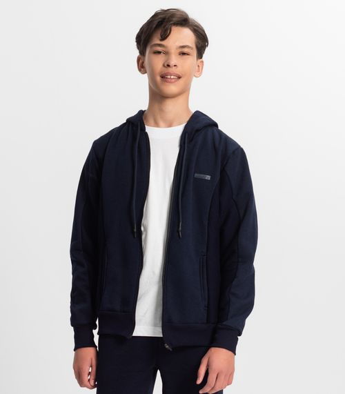 Jaqueta Juvenil Masculina Em Moletom Minty Azul